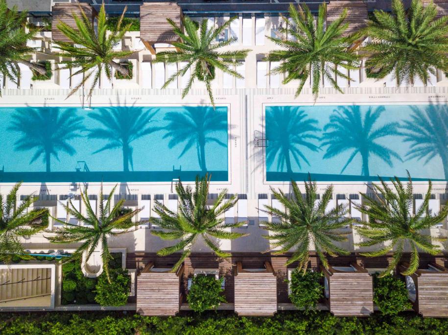 Rooftop shot of the pools 