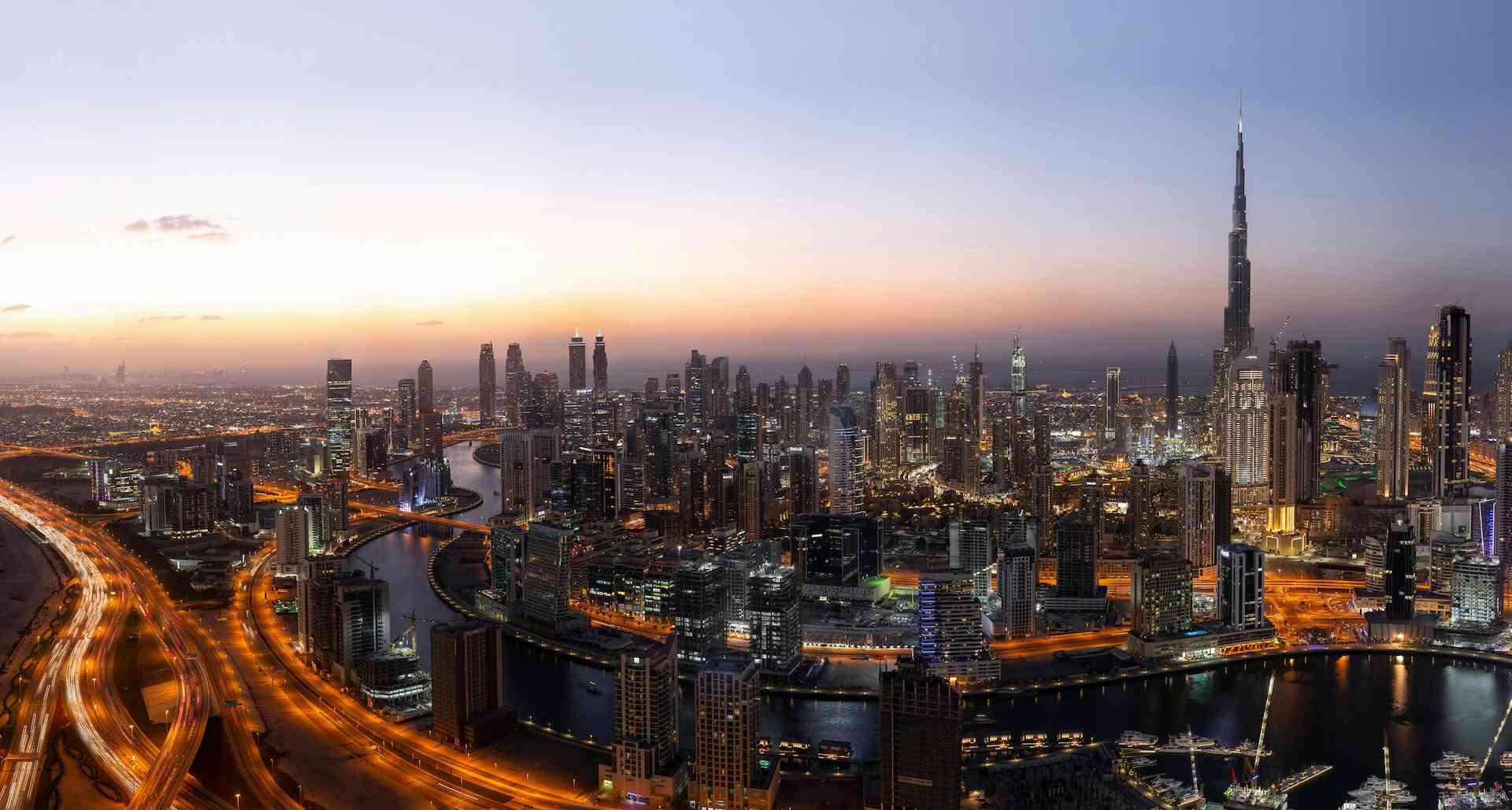 Sunset view of Dubai