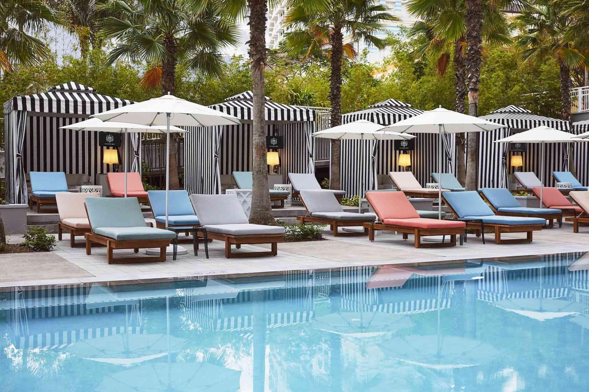 Cabanas by a pool