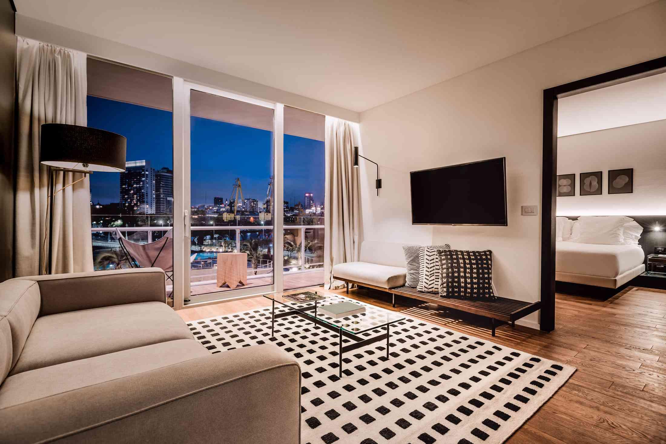living room with city view