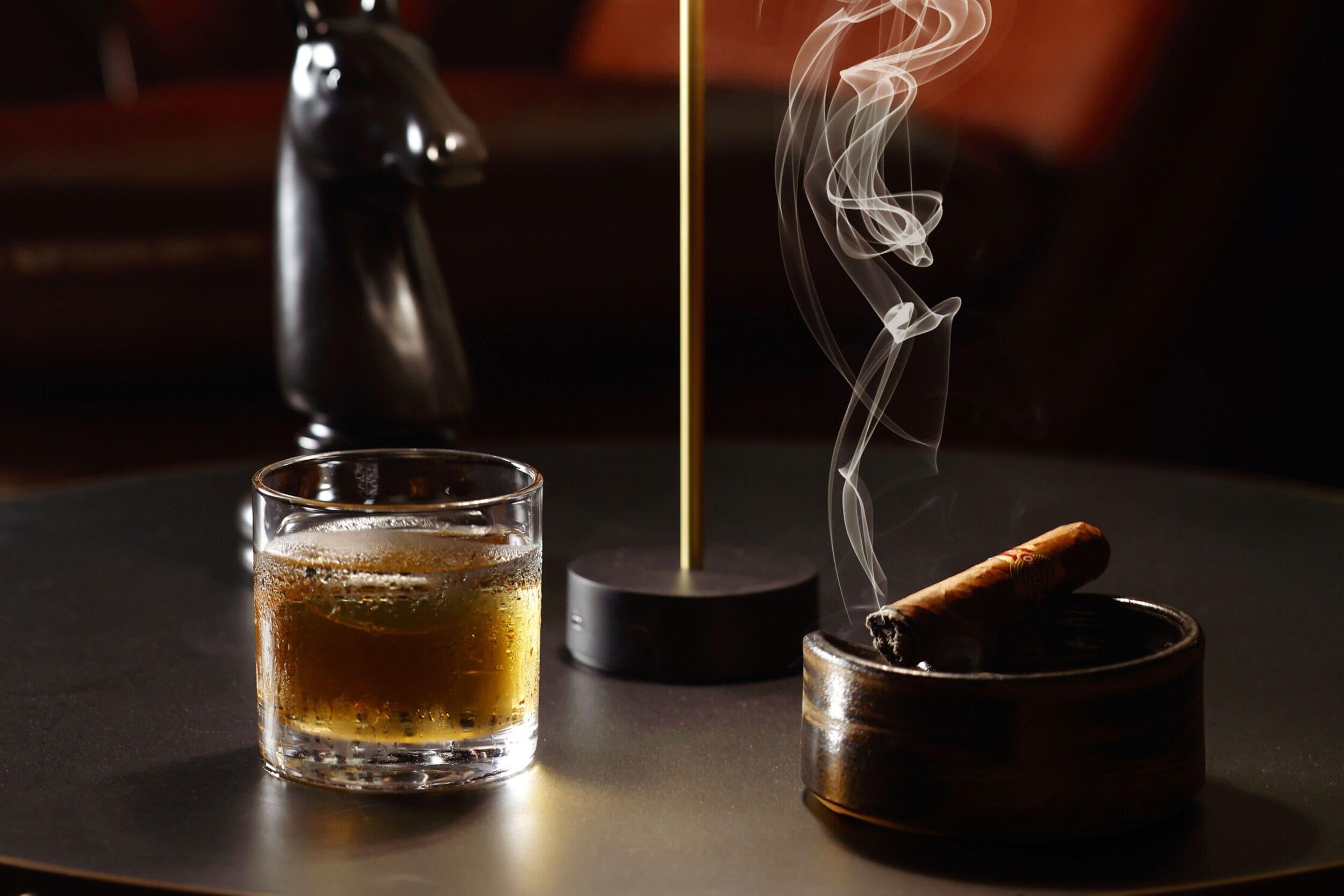 cigar and glass of alcohol