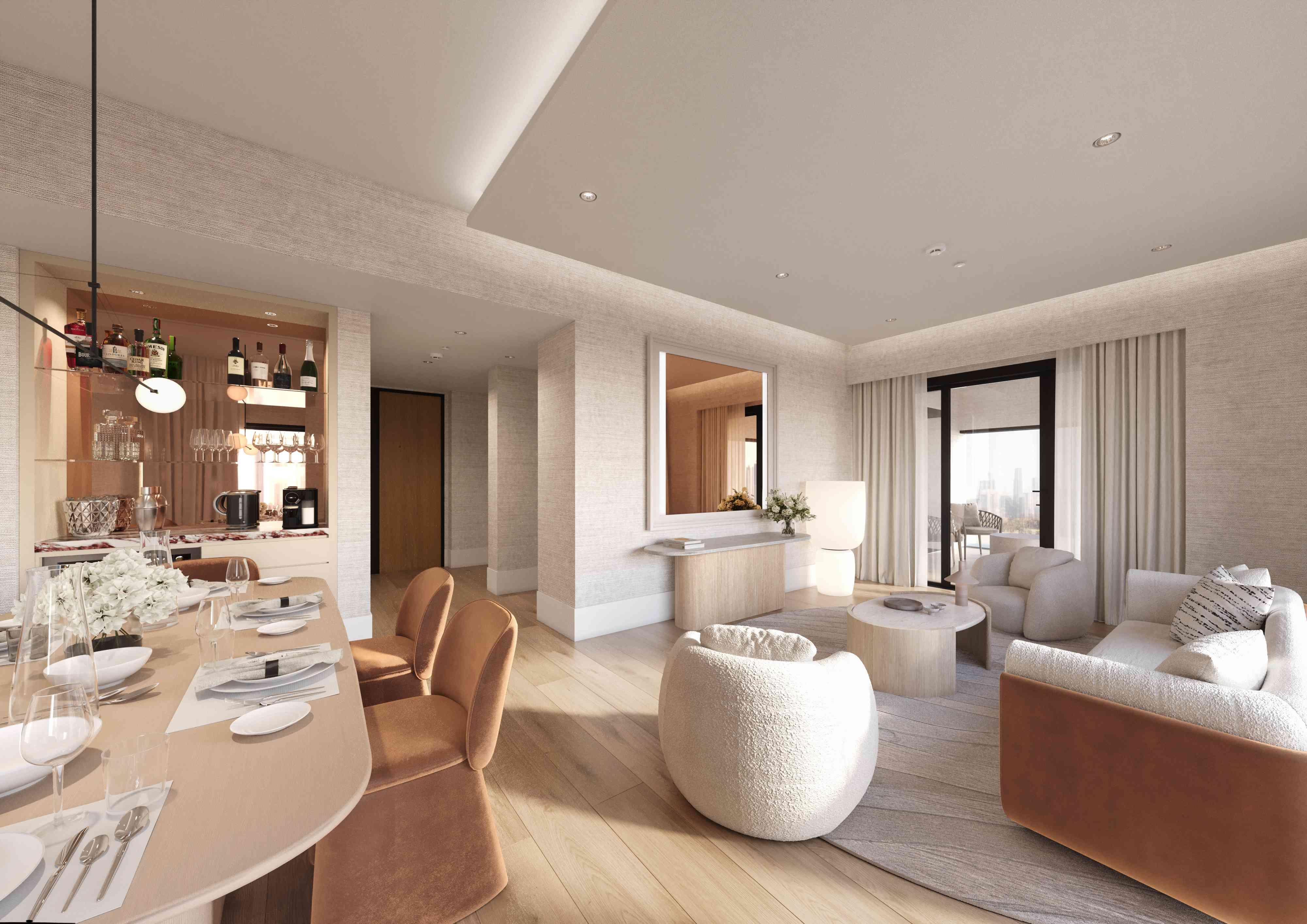 Living area of a hotel suite.