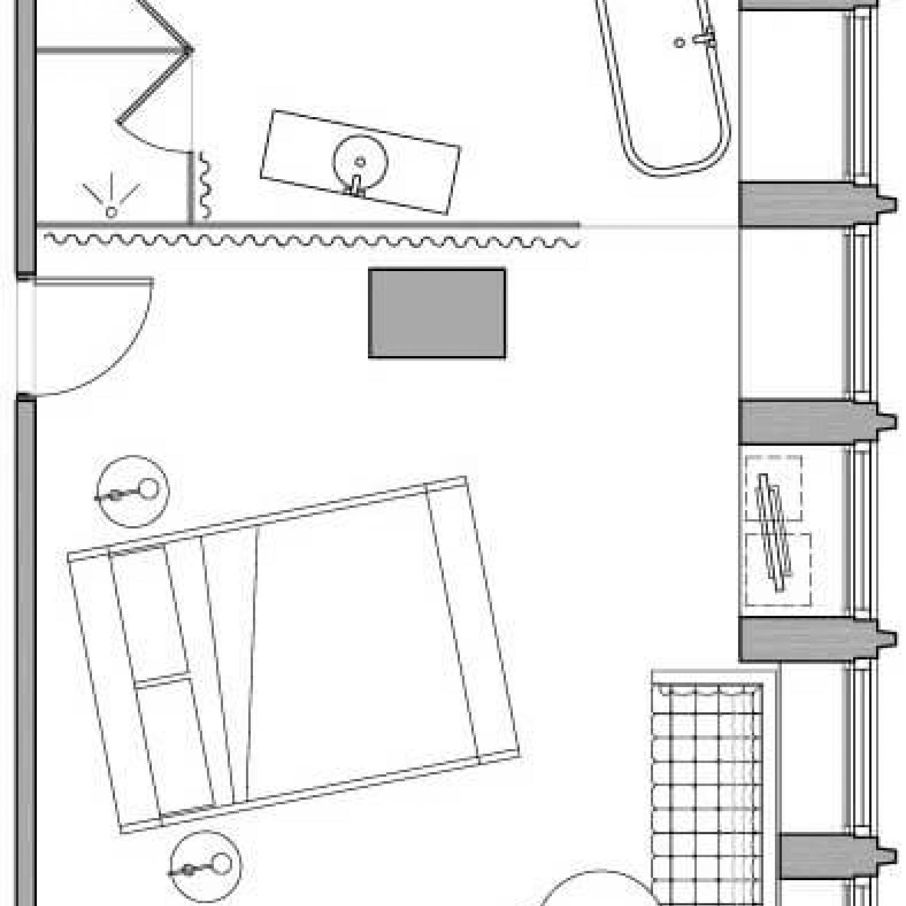 Sanderson deluxe hotel room floor plan