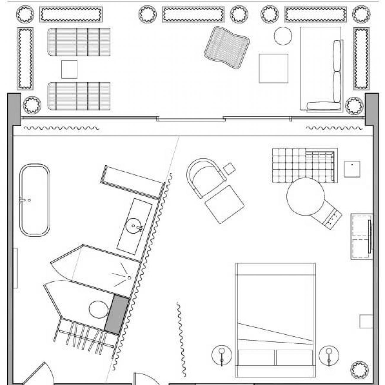 Sanderson loft suite with terrace floor plan