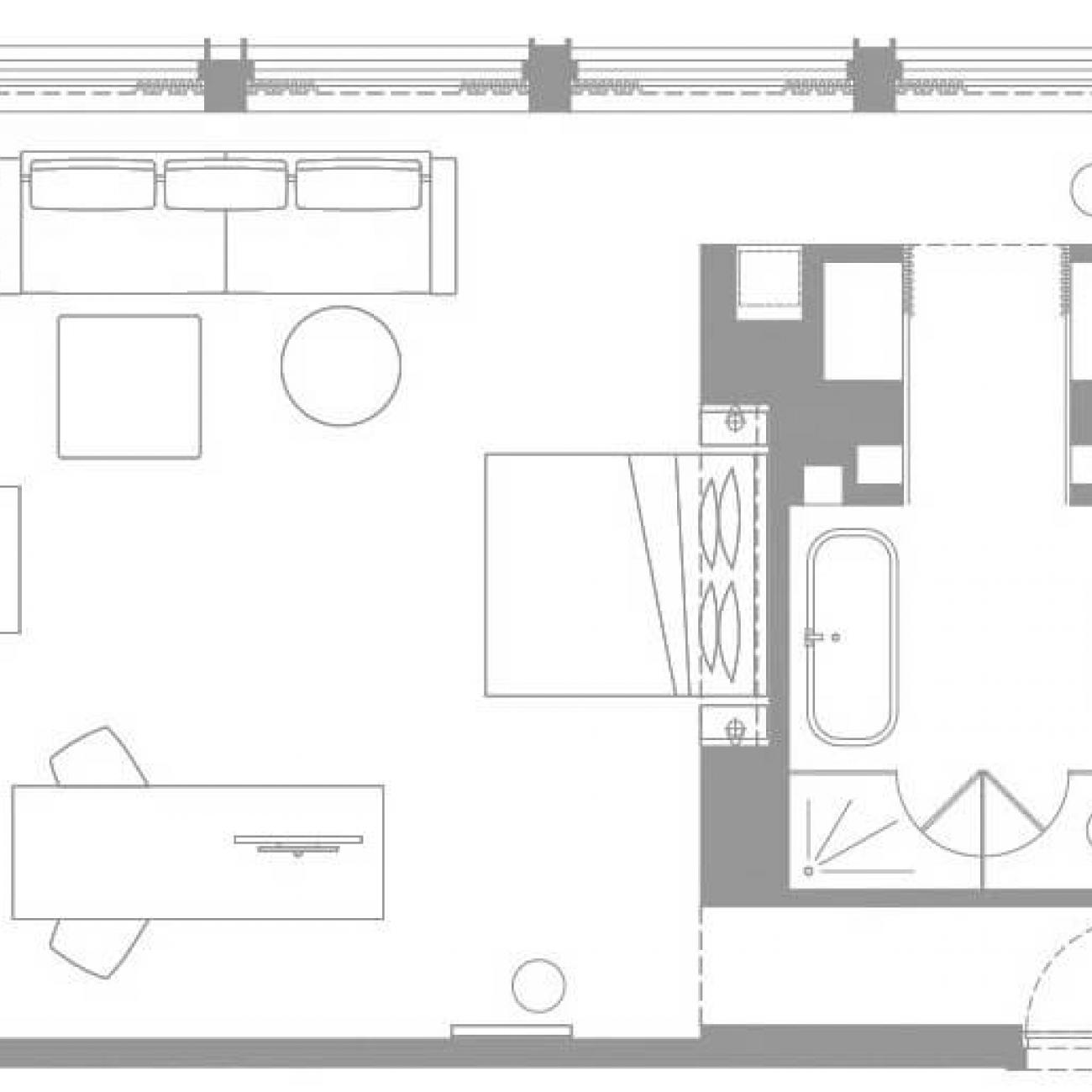 corner suite hotel bedroom floor plan
