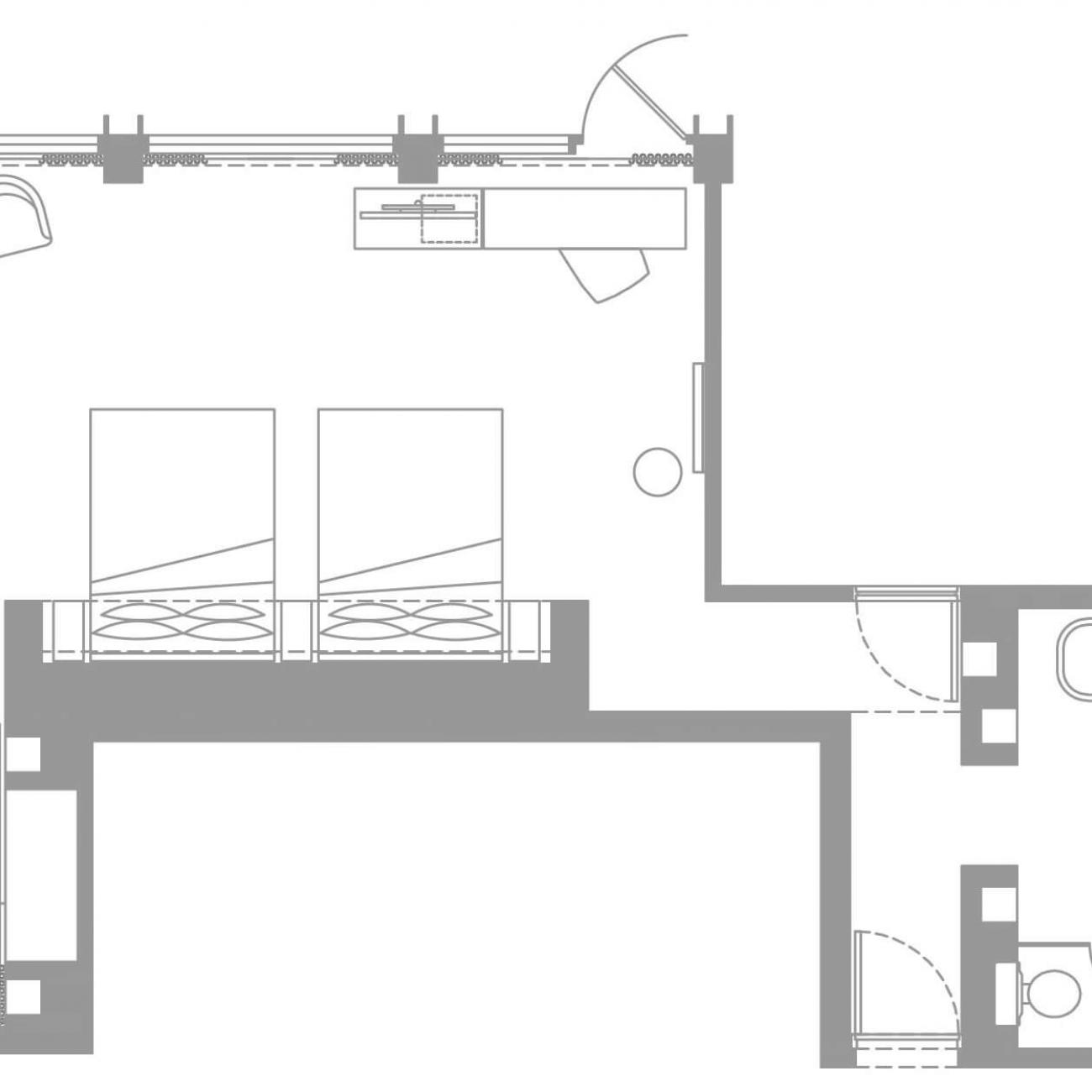 loft hotel double double bedroom floor plan