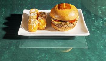 Umami Burger with Cheesy Potato Tots