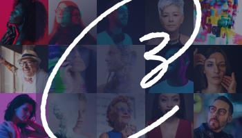 C3 brand logo on top of mosaic of faces