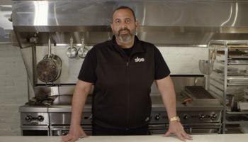 Sam Nazarian in a commercial kitchen