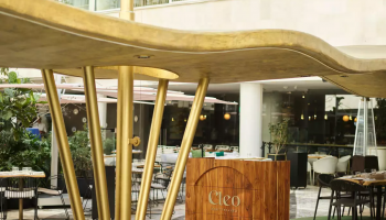 patio of Cleo restaurant, tables and chairs