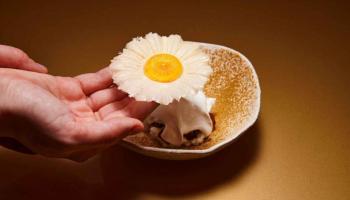 mushroom and egg made to look like a flower