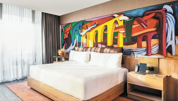 queen bed in room at Mondrian Mexico City Condesa